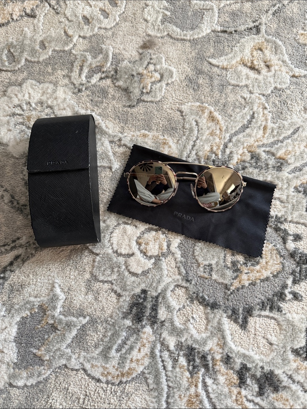 Prada Gold Mirrored Round tortoise Sunglasses